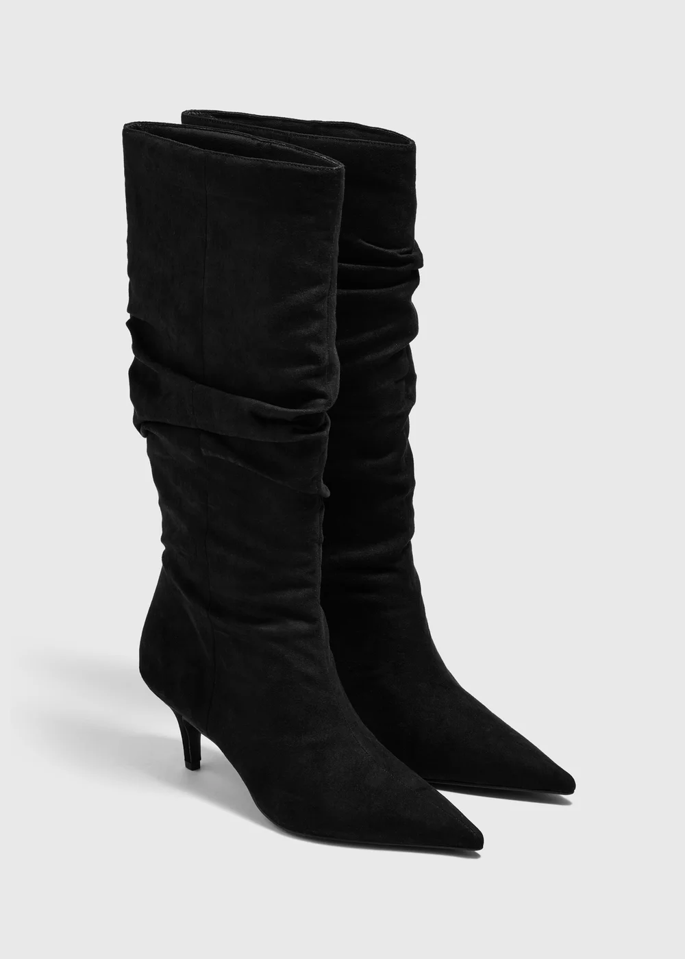 Black Ruched Knee High Boots - 4 Image 1