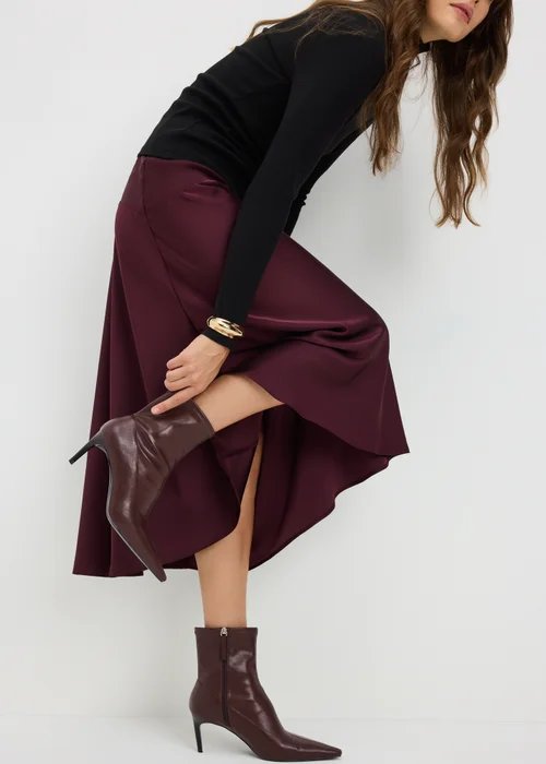 Burgundy Heeled Ankle Boots - 3 Image 1