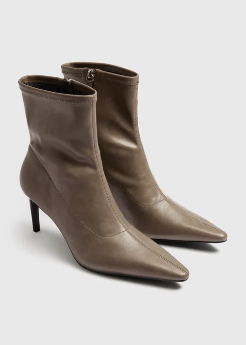 Taupe Heeled Ankle Boot - 3 Image 1