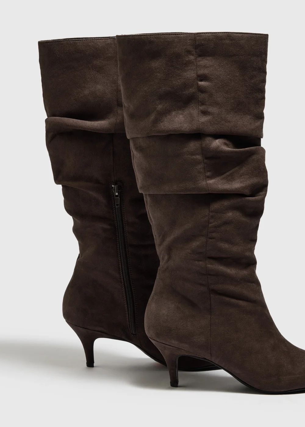 Brown Ruched Knee High Boots - 3 Image 2