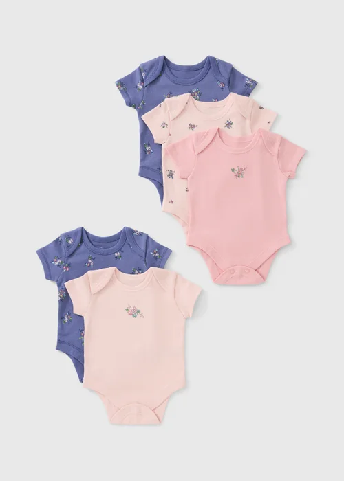 5 Pack Baby Floral Bodysuits (0-23 mths) - First Size Image 1