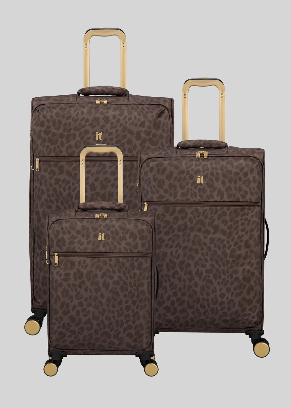 IT Luggage Brown Leopard Soft Shell Suitcase - Cabin Image 2