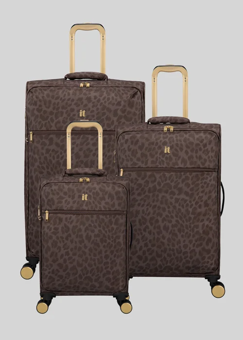 IT Luggage Brown Leopard Soft Shell Suitcase - Cabin Image 2