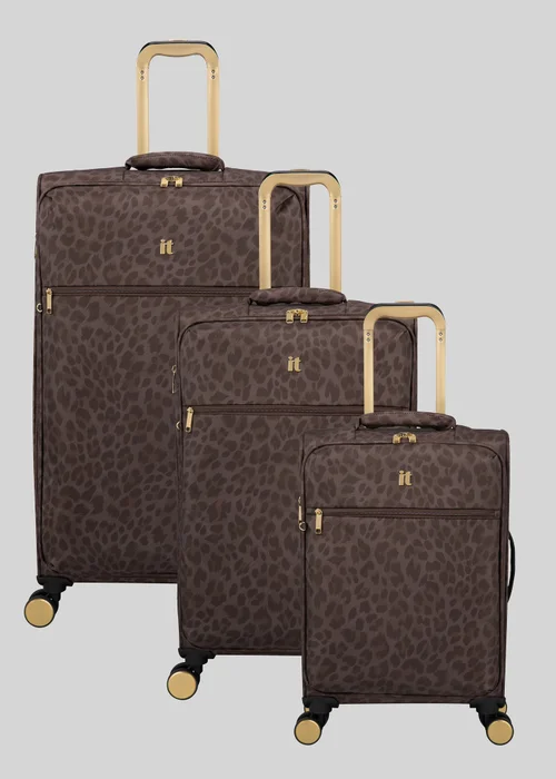IT Luggage Brown Leopard Soft Shell Suitcase - Cabin Image 4