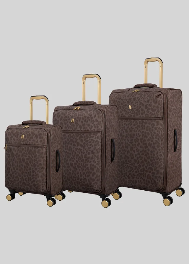 IT Luggage Brown Leopard Soft Shell Suitcase