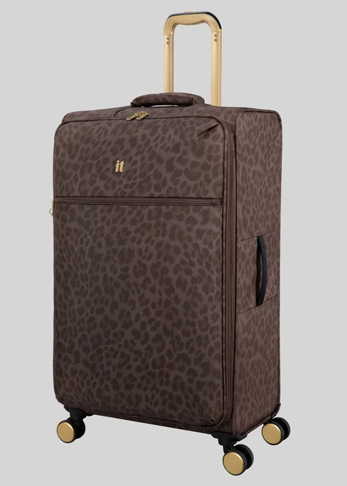 IT Luggage Brown Leopard Soft Shell Suitcase - Cabin Image 3