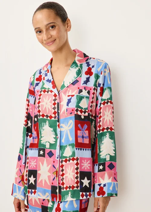 Multi Colour Patchwork Satin Christmas Pyjamas - 8 Image 3