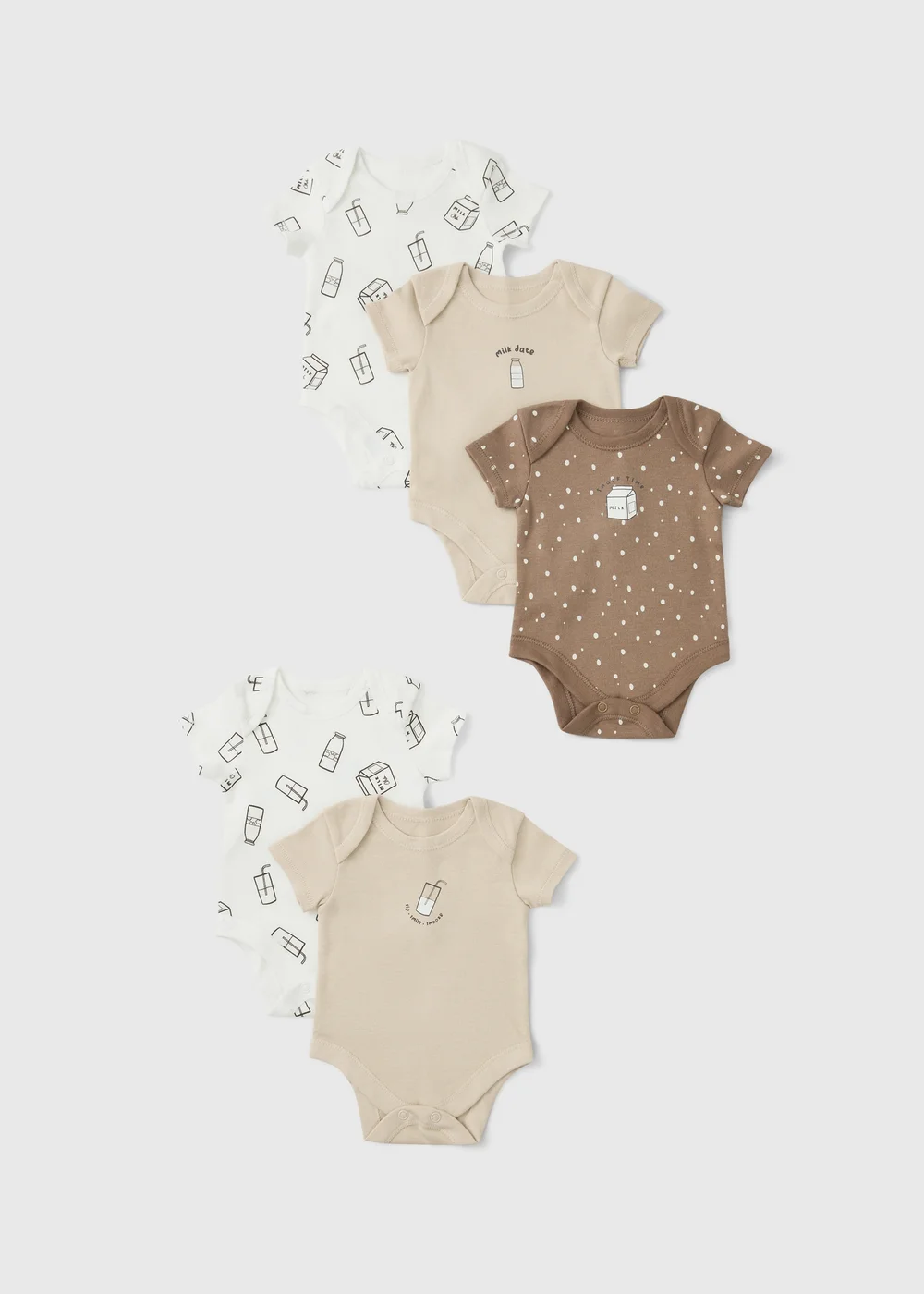 5 Pack Baby Beige Bagged Bodysuit (Newborn-23 mnths) - First Size Image 1