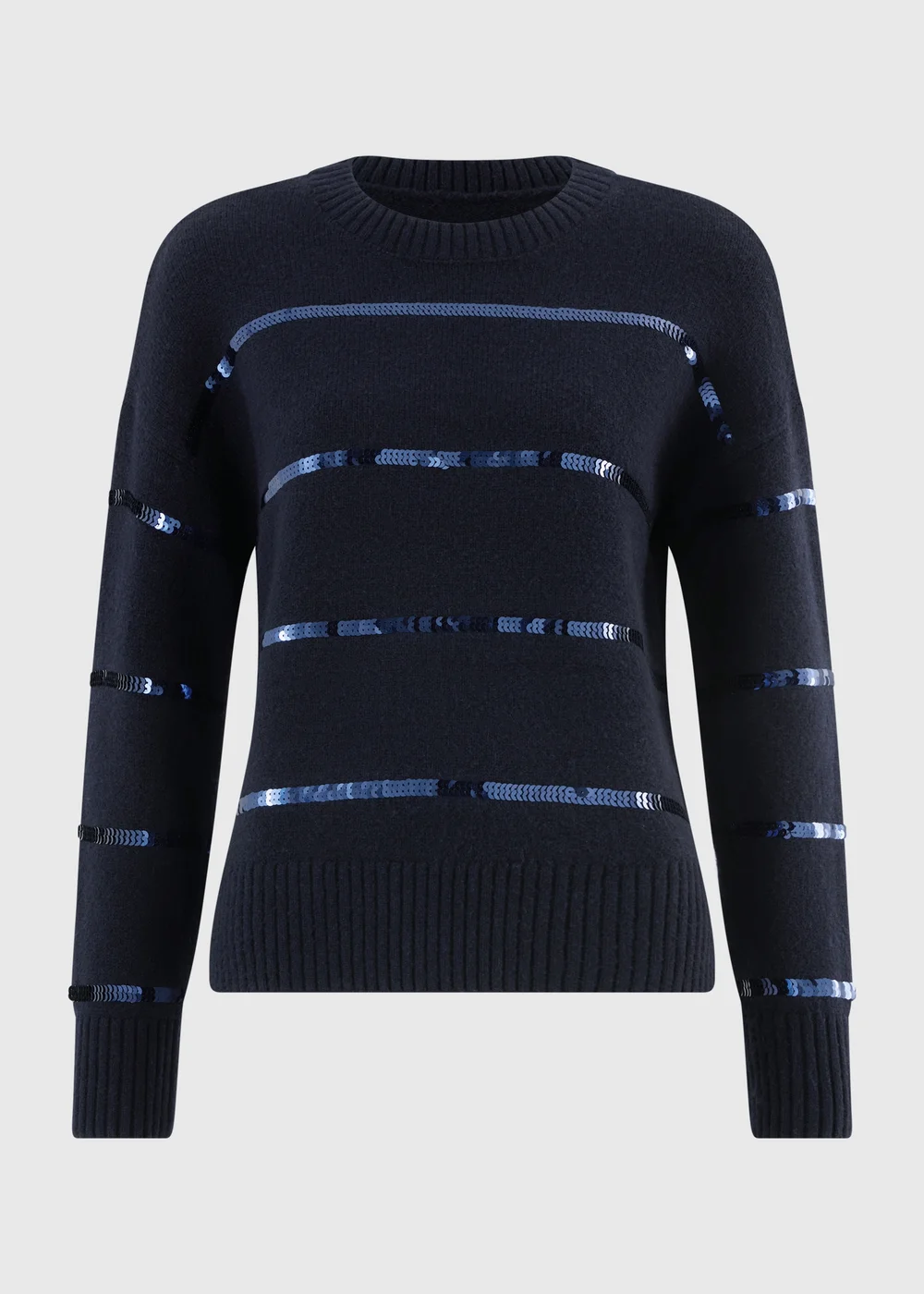 Navy Sequin Stripe Jumper - XS Image 1