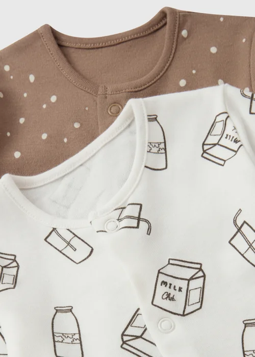 Baby 2 Pack Brown Sleepsuits (0-23mths) - First Size Image 2
