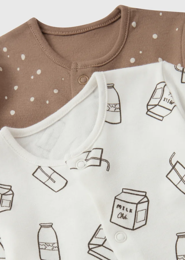 Baby 2 Pack Brown Sleepsuits (0-23mths)