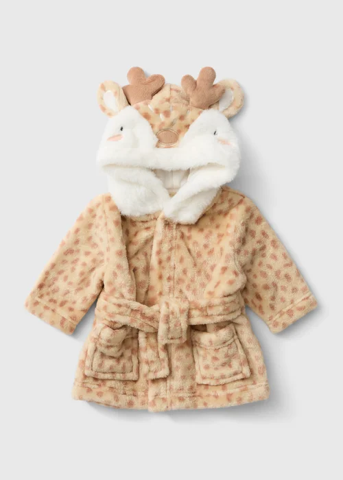 Baby Brown Reindeer Dressing Gown (0-18mths) - Up to 1 Month Image 1