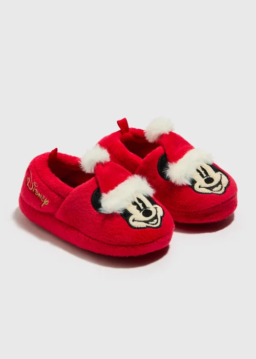 Disney Kids Red Mickey & Minnie Christmas Slippers (Younger 4-Older 6) - 6 Infants Image 1
