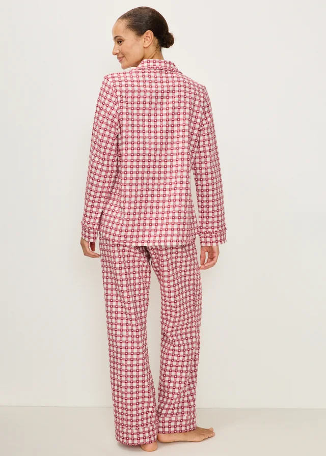 Red Heart Striped Button Through Pyjama Set