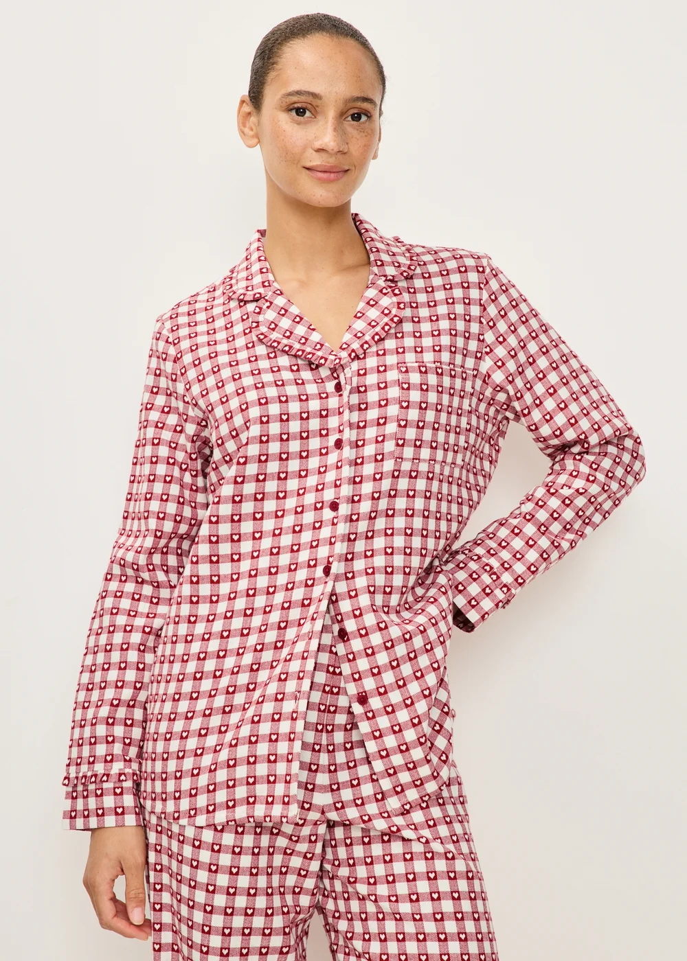 Red Heart Striped Button Through Pyjama Set - 8 Image 3