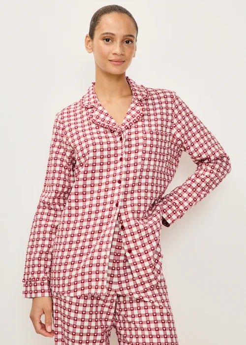 Red Heart Striped Button Through Pyjama Set - 8 Image 3