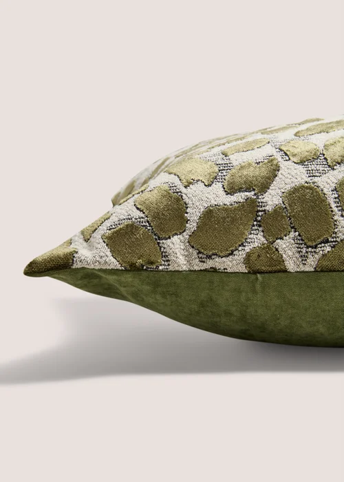 Green Abstract Velvet Cushion Image 2