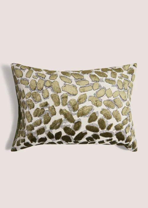 Green Abstract Velvet Cushion Image 1