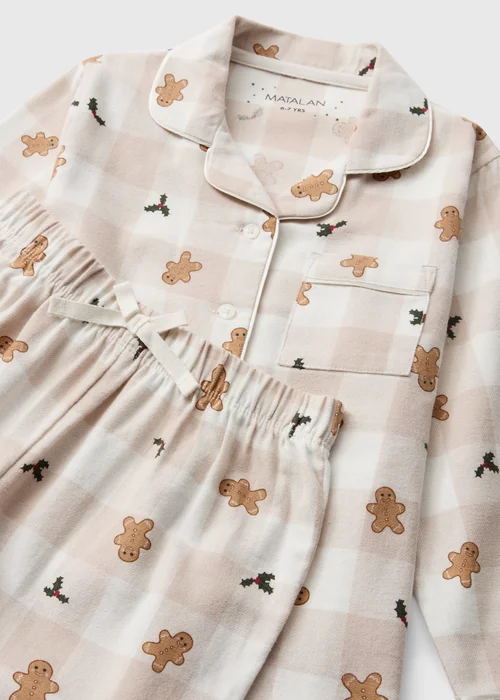 Kids Beige Gingham Gingerbread Family Christmas Pyjamas (1-13yrs) - 1-1.5 Yrs Image 2