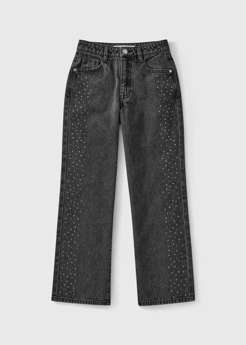 Girls Grey Embroidered Jeans (7-15 Yrs) - 7 Yrs Image 1