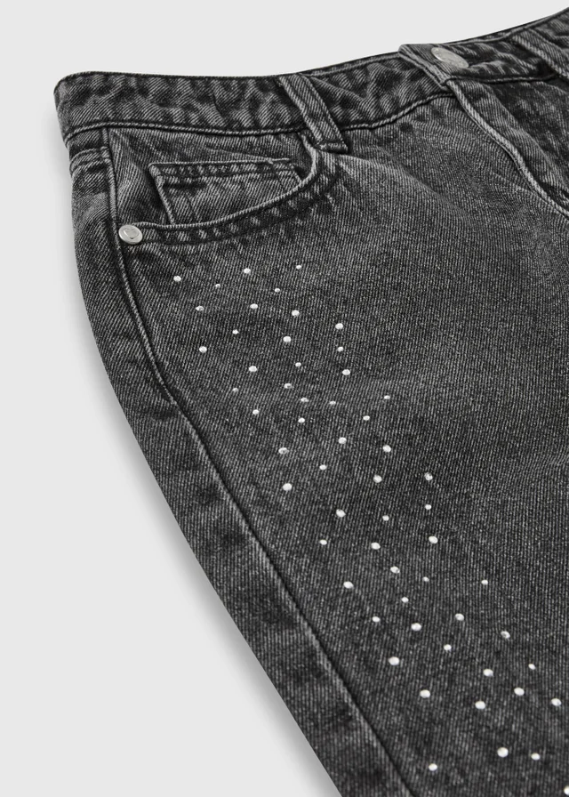 Girls Grey Embroidered Jeans (7-15 Yrs)