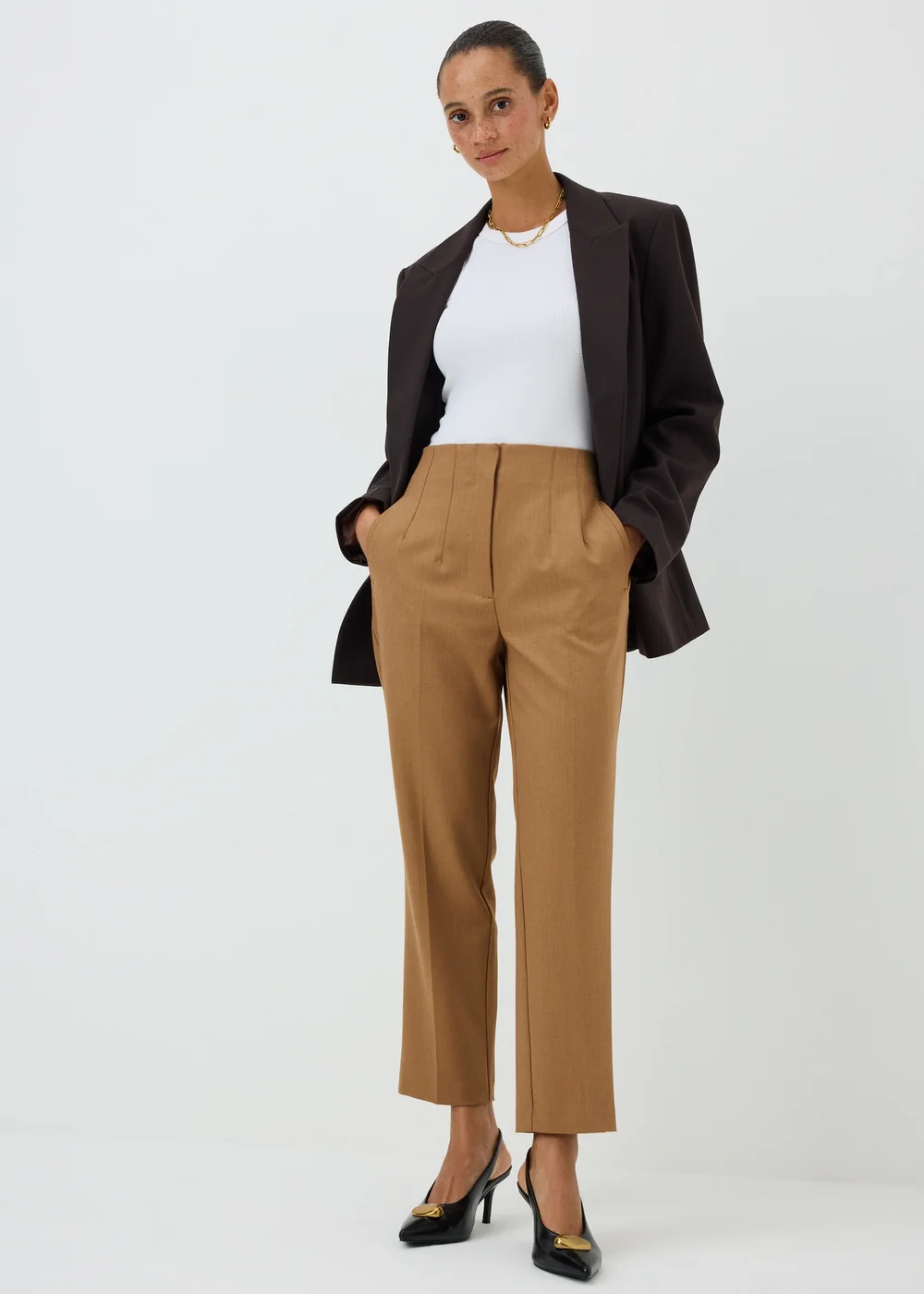 Camel Tapered Trousers - 8/L29 Image 1