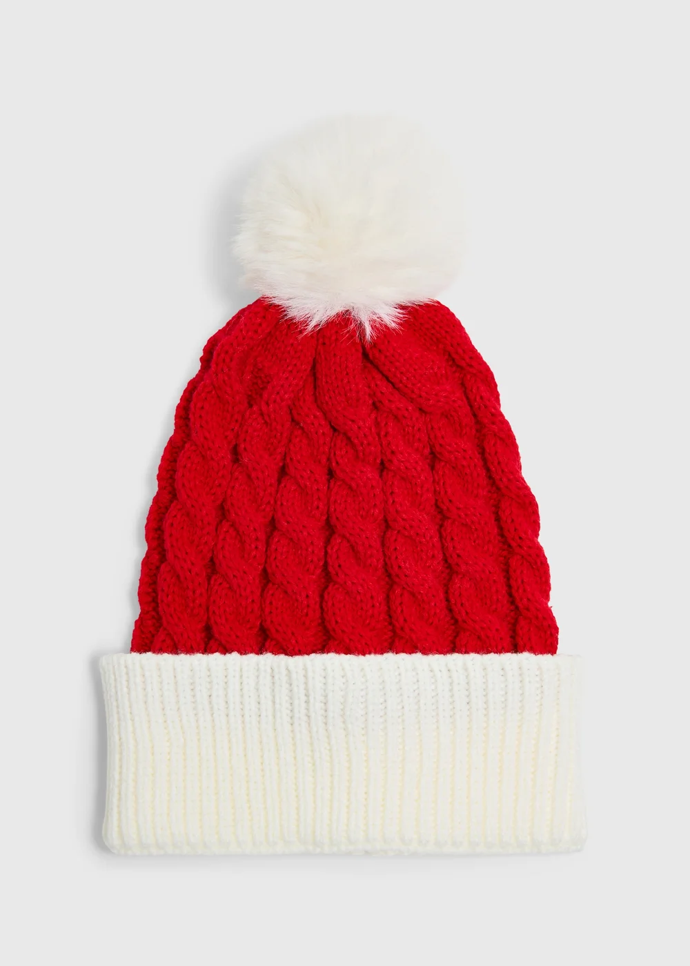 Red & White Bobble Hat - One Size Image 1