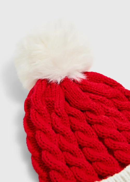 Red & White Bobble Hat - One Size Image 2