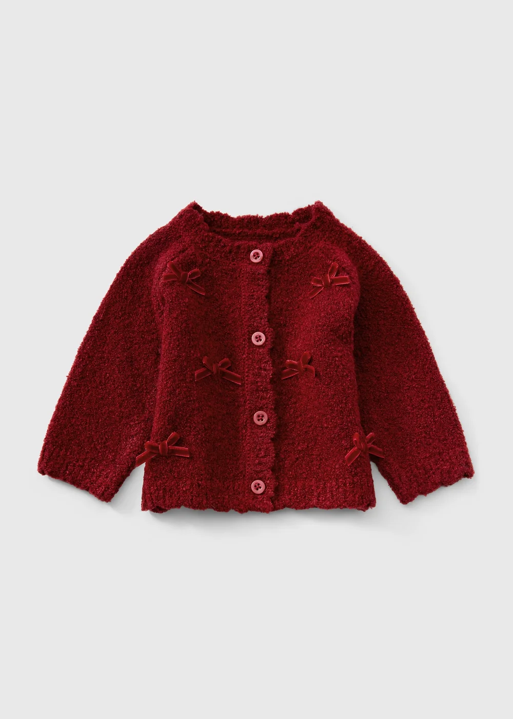 Baby Red Velvet Bow Cardigan (0-23mths) - Up to 1 Month Image 1