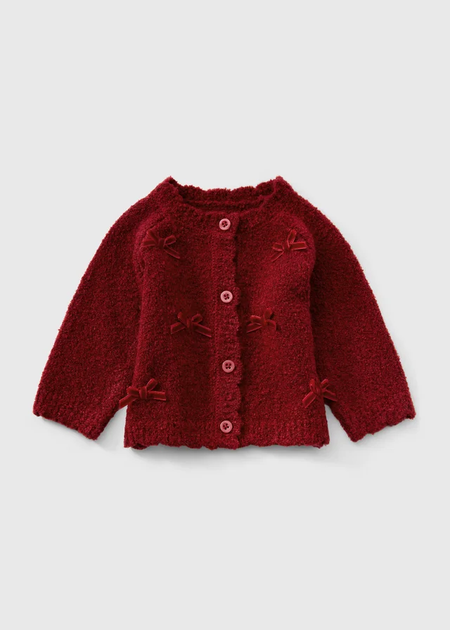 Baby Red Velvet Bow Cardigan (0-23mths)