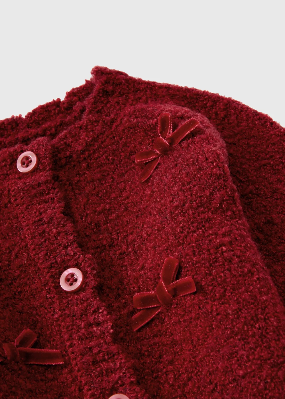 Baby Red Velvet Bow Cardigan (0-23mths) - Up to 1 Month Image 2