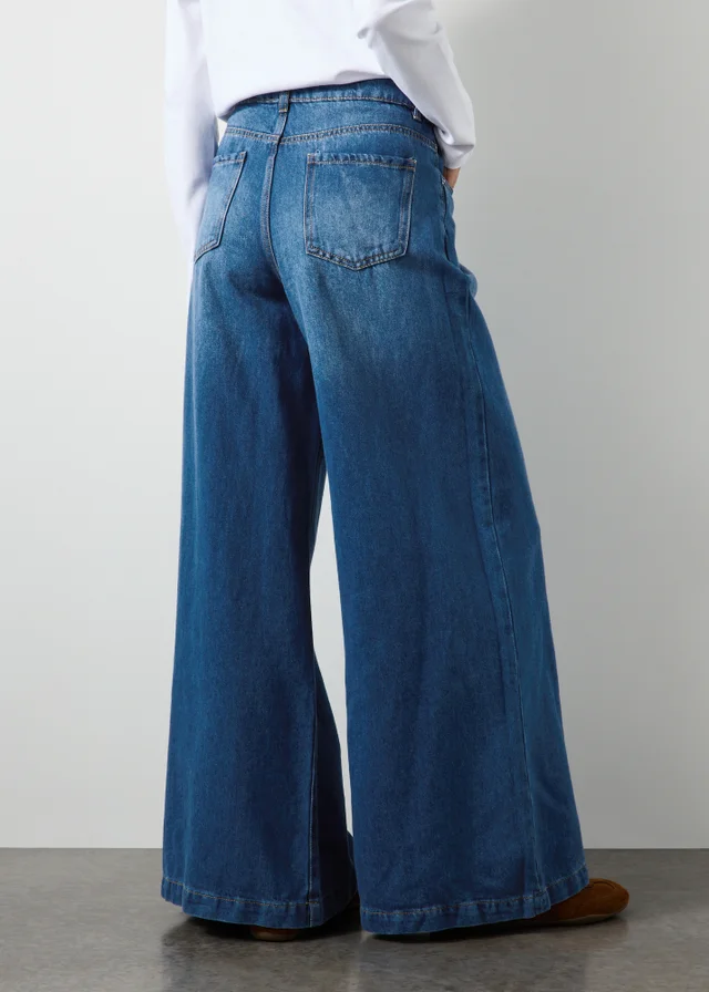 Dark Wash Palazzo Wide Leg Jeans