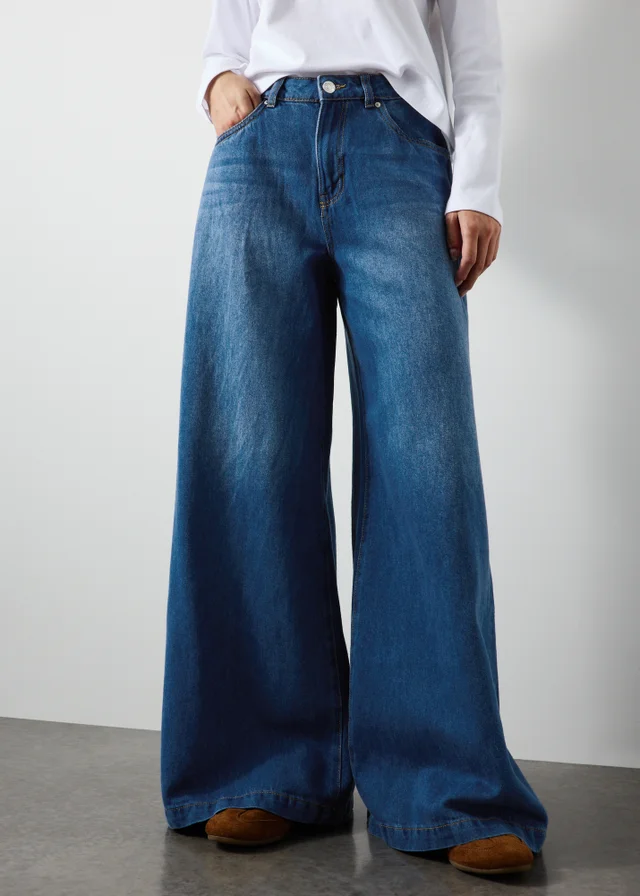 Dark Wash Palazzo Wide Leg Jeans