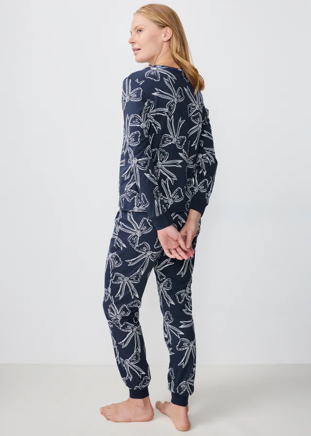 Navy Bow Print Pyjamas
