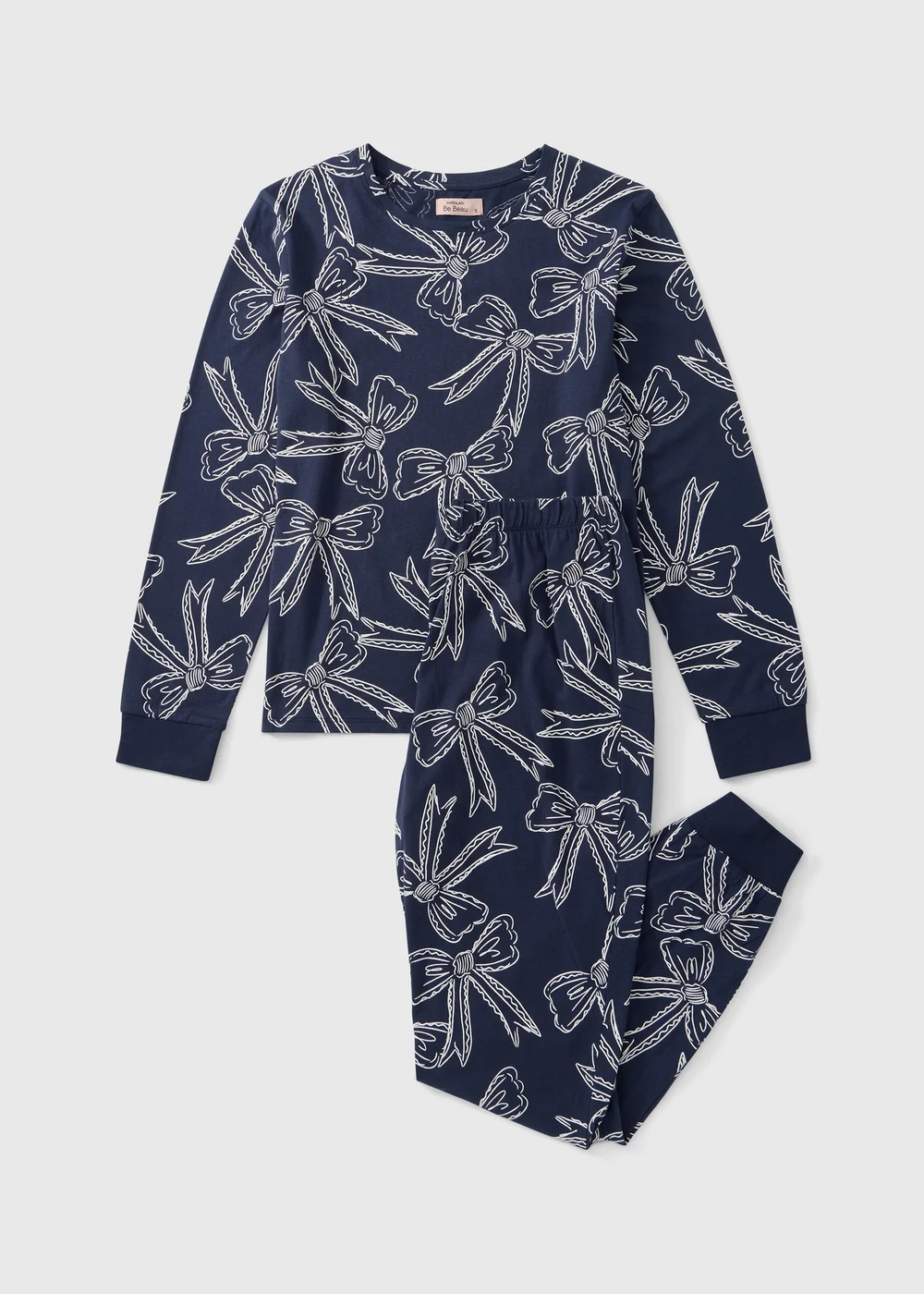 Navy Bow Print Pyjamas - XS Image 1