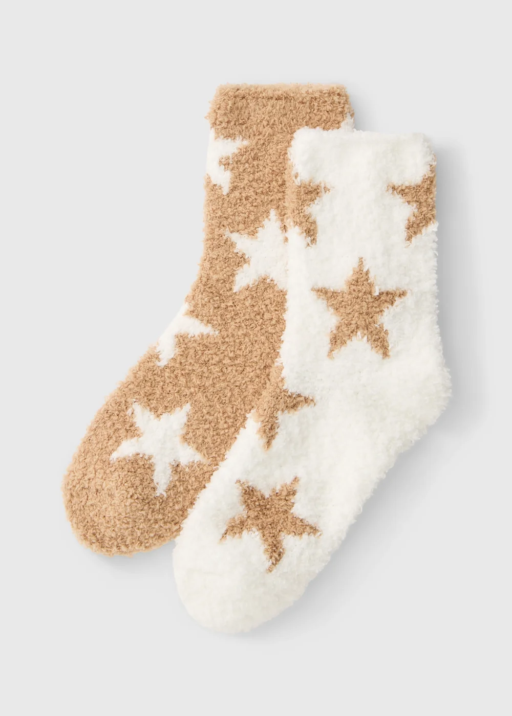 2 Pack Oatmeal Cosy Star Socks - One Size Image 1