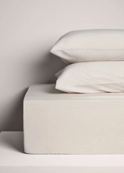 Natural Washed Cotton Fitted Sheet Bundle - Single Image 1