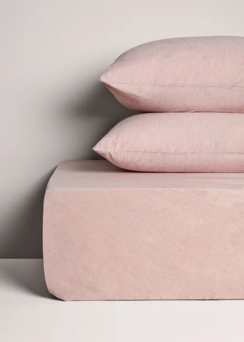 Pink Washed Cotton Fitted Sheet Bundle - Single Image 1
