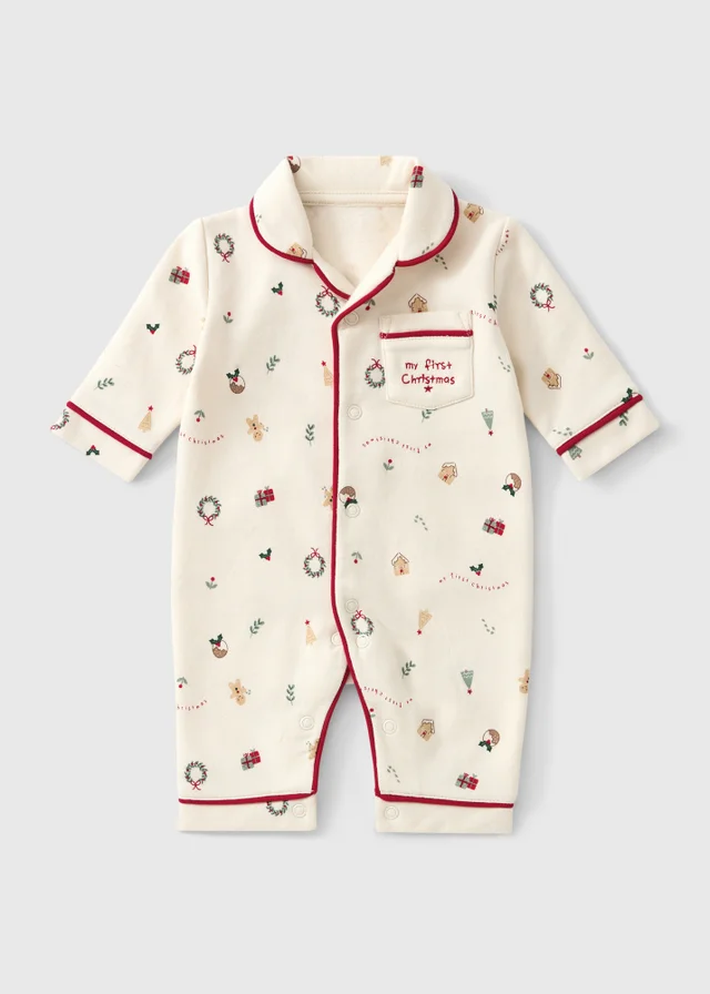 Baby Cream My First Christmas Romper (0-12mths)