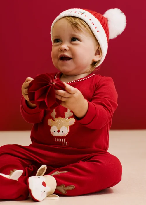 Baby Red My First Christmas Sleepsuit (0-12mths) - First Size Image 2