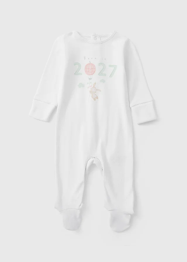 Baby White Born In 2027 Sleepsuit (0-3mths)
