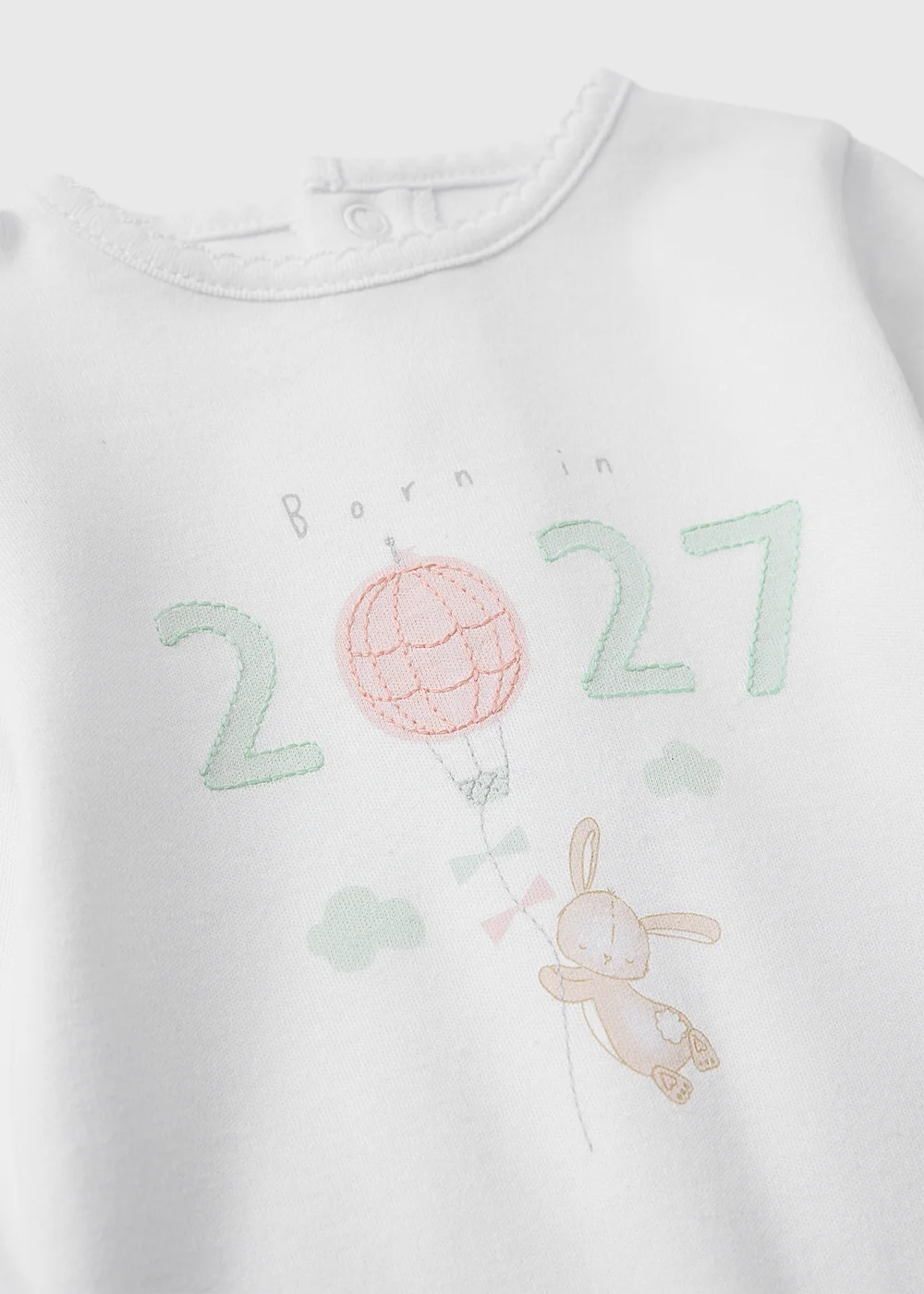 Baby White Born In 2027 Sleepsuit (0-3mths) - First Size Image 2