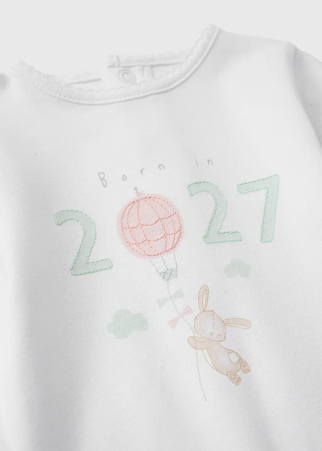 Baby White Born In 2027 Sleepsuit (0-3mths)