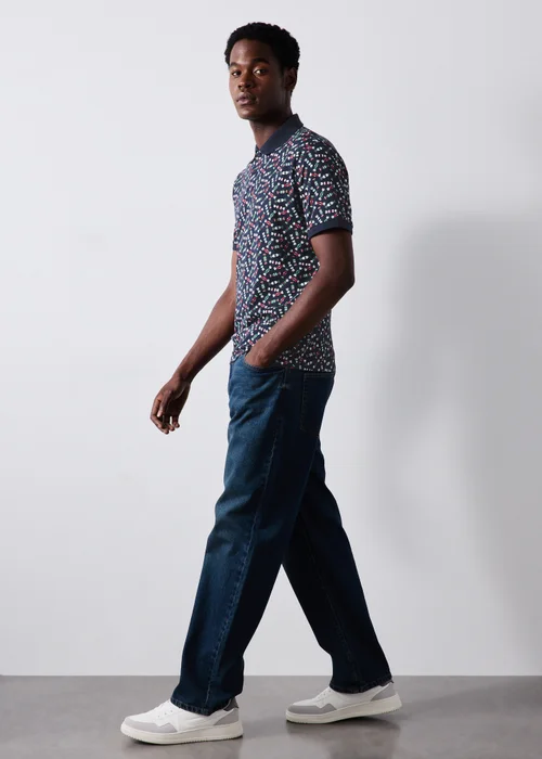 Navy Crackers Print Christmas Polo Shirt - S Image 2