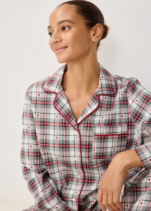 Green Check Jacquard Button Through Pyjama Set - 8 Image 3