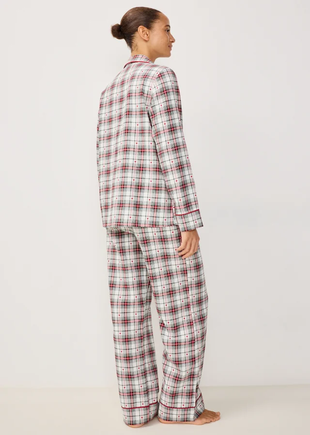 Green Check Jacquard Button Through Pyjama Set