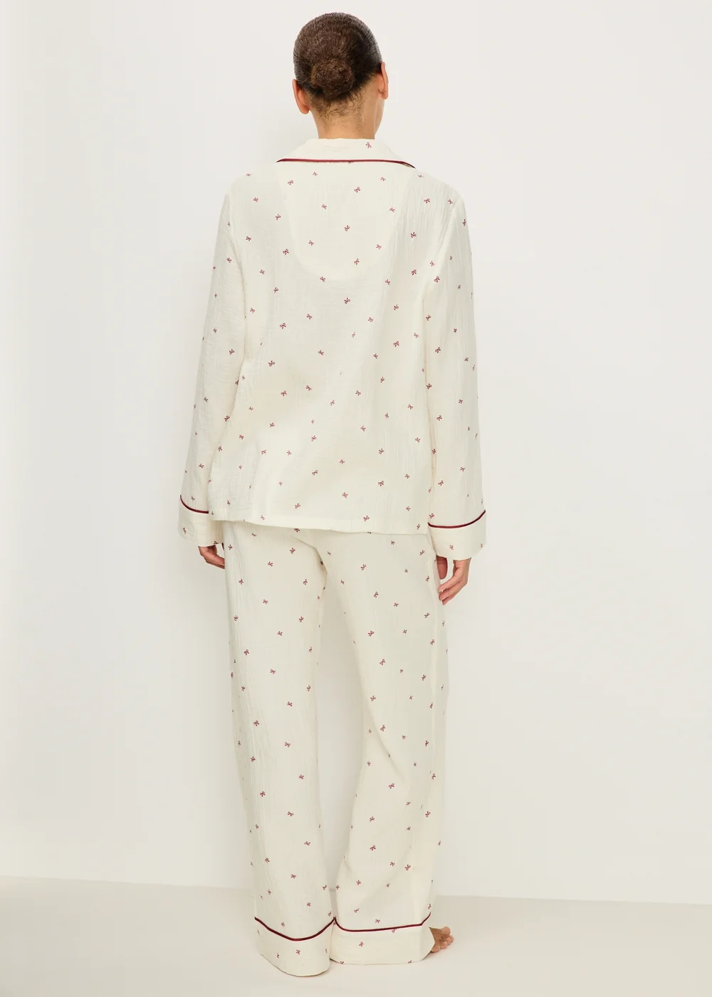 Cream Bow Pattern Traditional Pyjamas - 8 Image 2