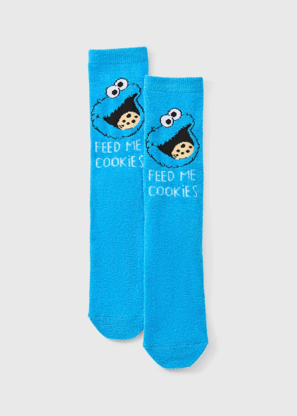 2 Pack Blue Cookie Monster Christmas Socks (Younger 6-12) - 6-8.5 Image 1