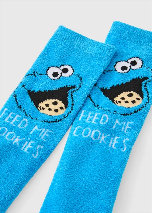 2 Pack Blue Cookie Monster Christmas Socks (Younger 6-12) - 6-8.5 Image 2