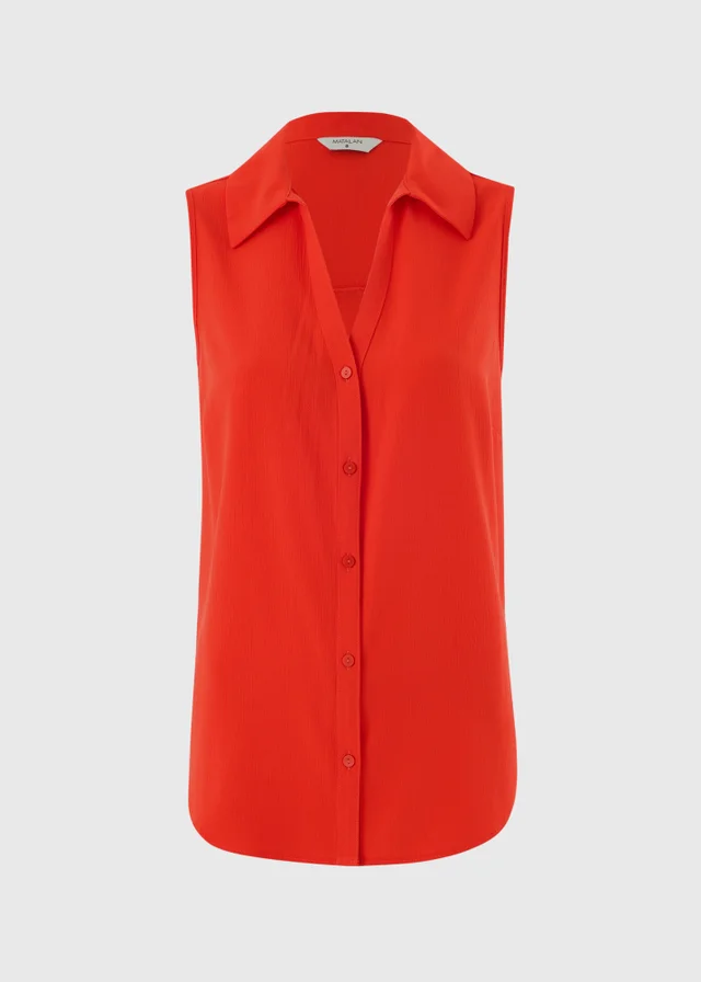 Red Sleeveless Clipper Shirt